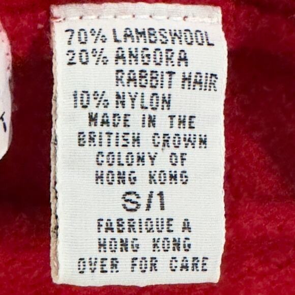 Express Tricot Lambswool / Angora Red Oversized Cardigan S/M Button Up Pockets - Picture 6 of 8